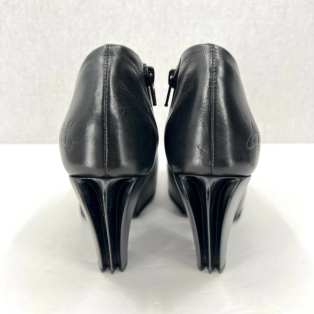 JOHN FLUEVOG Shaguar Sable Asymmetric Ankle Bootie Womens 7.5 Black Heeled - Picture 3 of 11